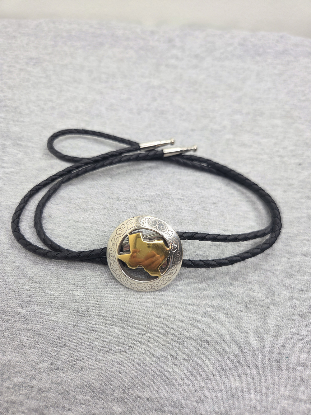M and F Silver and Gold State of Texas Southwestern Bolo Tie Necktie